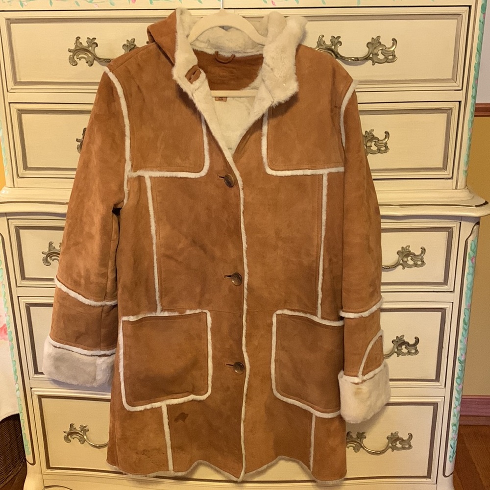 UGG Leather and Faux Fur Coat